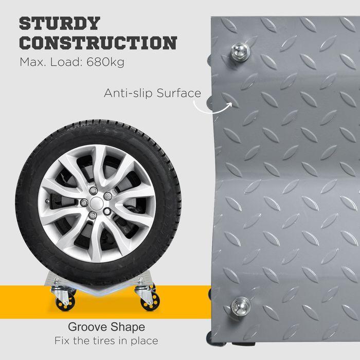 Actual product image Swisshandel24 Manoeuvring jack 2 pieces Manoeuvring aid Tyre change jack with 4 rollers for car Grey 40.5L x 3
