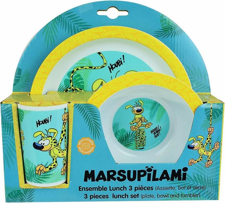 Image du produit Jemini set vaisselle enfant marsupilami assiette, bol, verre