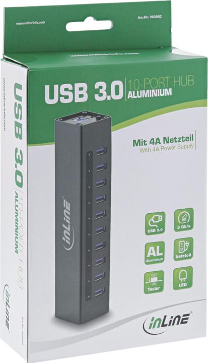 Produktbild InLine USB 3.0 Aluminium Hub (USB-B, 4 Ports)