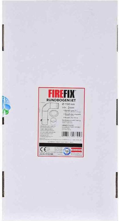Actual product image FireFix R150/SET Stovepipe set made of 2 mm thick steel (angle pipe set) in 150 mm diameter, for fireplace