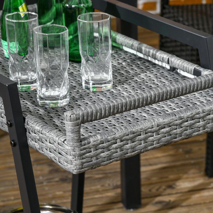 Image du produit Swisshandel24 Chariot BBQ Chariot de service, 1 étagère, rotin PE, 79cmx52cmx82cm, Gris