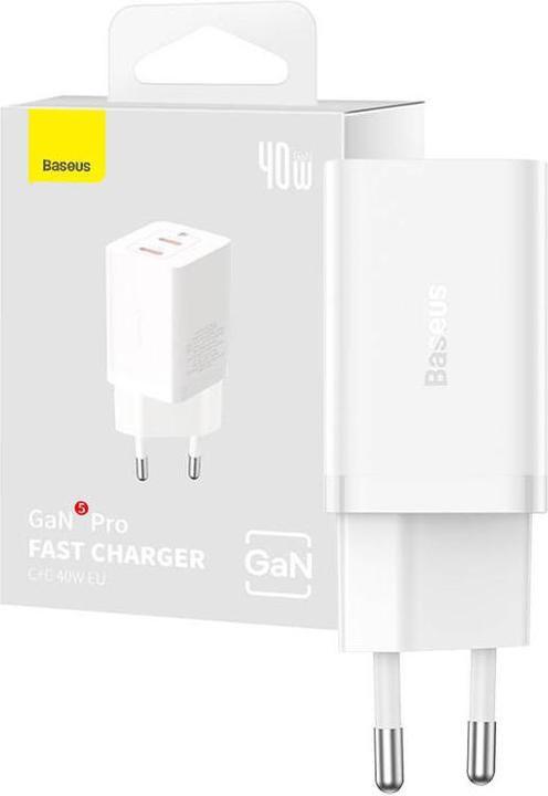 Produktbild Baseus Wandladegerät GaN5 40W, 2x USB C (Weiss) (40 W)