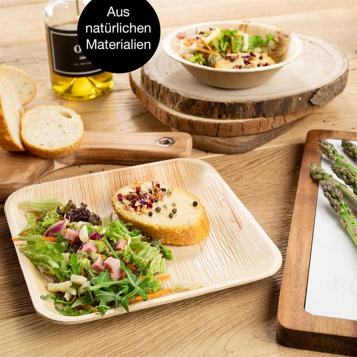 Actual product image Moritz & Moritz Palmblattgeschirr 2er Set 150 tlg Eckig 20cm mit Besteck (150 x)