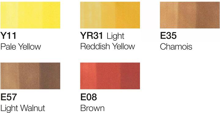 Produktbild Copic Marker ciao, 5+1 Set "Hair Tones 1" (Gelb, Braun, Chamois, 0.30 mm, 6 x)