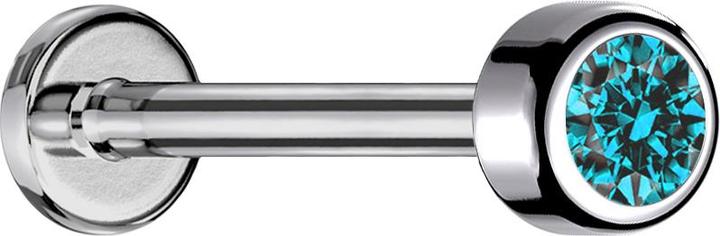Produktbild Star Piercing Micro Labret Innengewinde silber Zylinder mit Kristall aqua (ohne Messing, Titan G23)