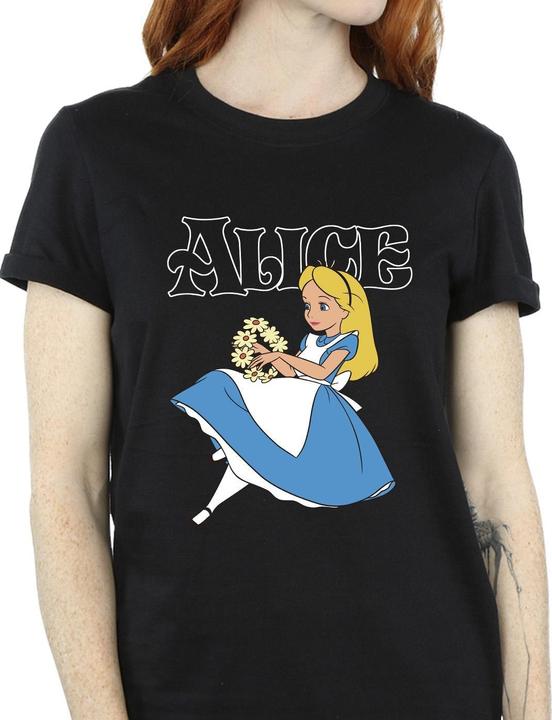 Actual product image Disney Womens/Ladies Alice In Wonderland Flowers Cotton Boyfriend T-Shirt (S)