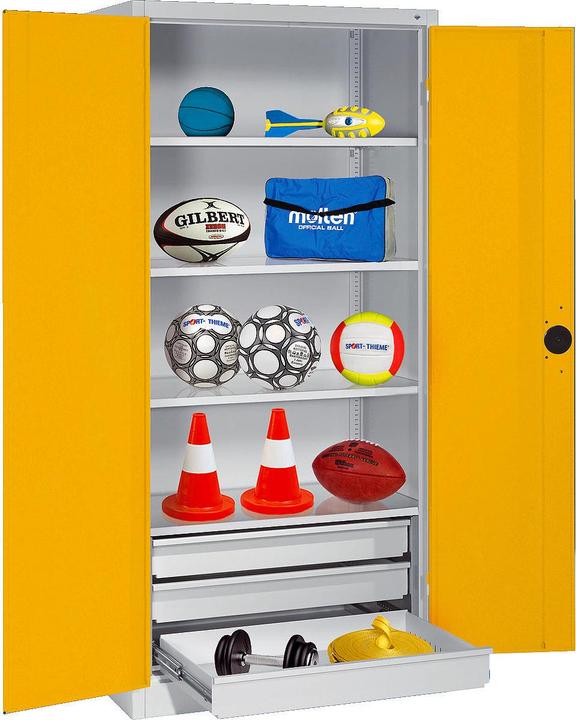 C+P Modul-Sportgeräteschrank (HxBxT: 195x120x50 cm, mit Vollblech-Flügeltüren)