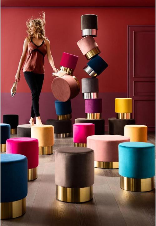 Produktbild Kare Design Hocker Cherry Dunkelgrün Brass Ø35cm