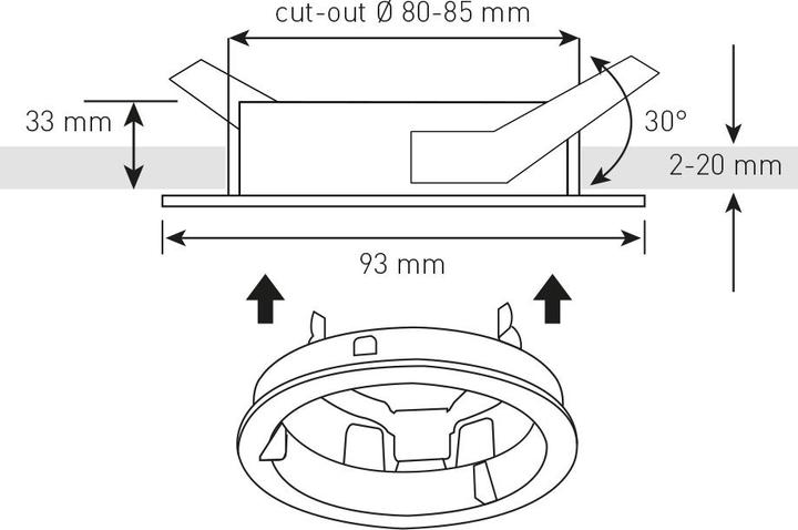 Immagine prodotto Max Hauri Telaio da incasso maxLUCE "80" per lampade a LED con base GU10 e molla a foglia (GU10)