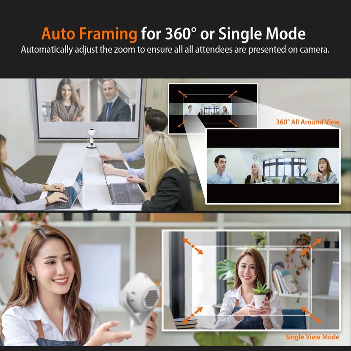 Produktbild j5Create JVU368-N 360°-AI-gesteuerte-Webcam mit Freisprecheinrichtung (2.10 Mpx)