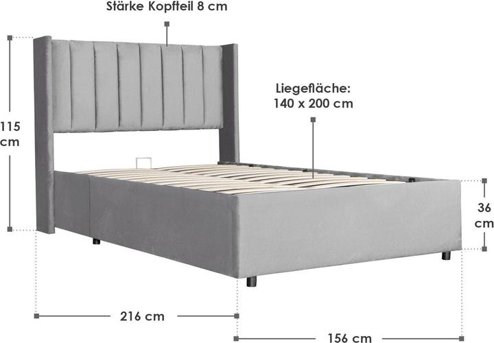 Immagine prodotto Juskys Letto imbottito Savona (140 x 200 cm)
