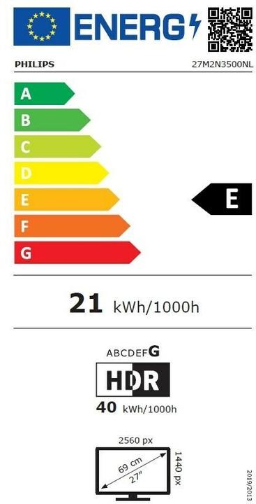 Label énergétique Philips Evnia 27M2N3500NL (2560 x 1440 pixels, 27")