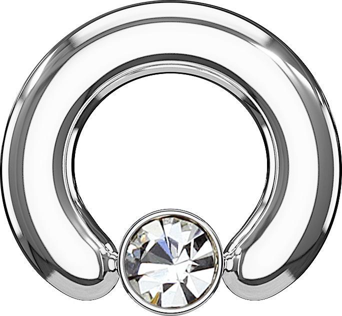 Star Piercing Closure Ring silber Scheibe Kristall silber (Chirurgenstahl 316L, ohne Messing)