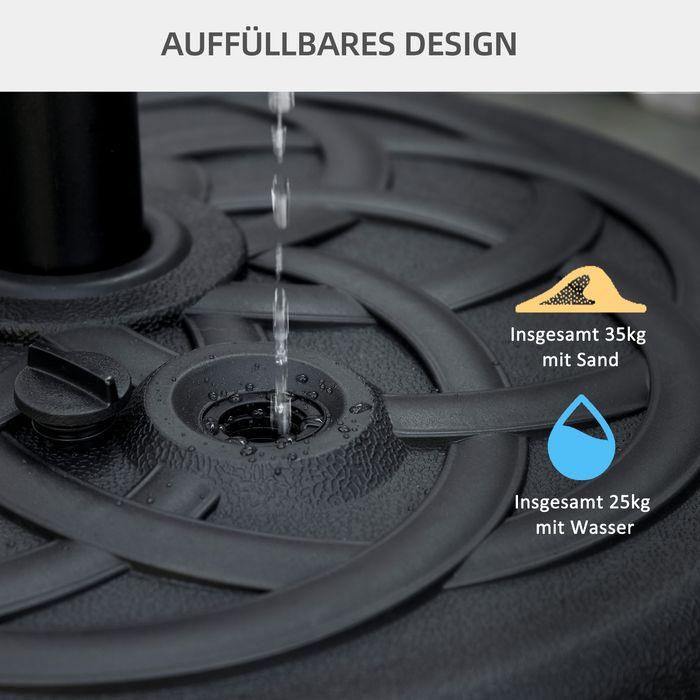 Actual product image Swisshandel24 Sonnenschirmständer bis 35 kg befüllbar rund, Ø38/48 mm, Schwarz