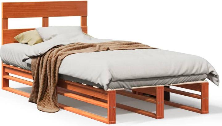 Actual product image VidaXL Solid wood bed Wooden bed Pallet bed with headboard 140x190cm pine (140 x 190 cm)