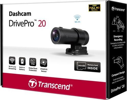 Actual product image Transcend DrivePro 20 Motorcycle Kamera (Built-in display, Built-in microphone, Wi-Fi, GPS receiver, Bluetooth, Full HD)