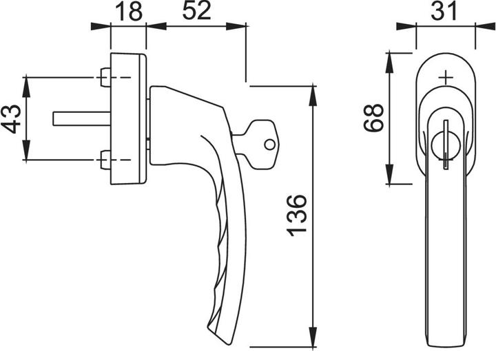 Actual product image Magni Hoppe Luxembourg aluminium turn/tilt window handle with Secu100® + Secustik® and VarioFit®, lockable (Door handle)