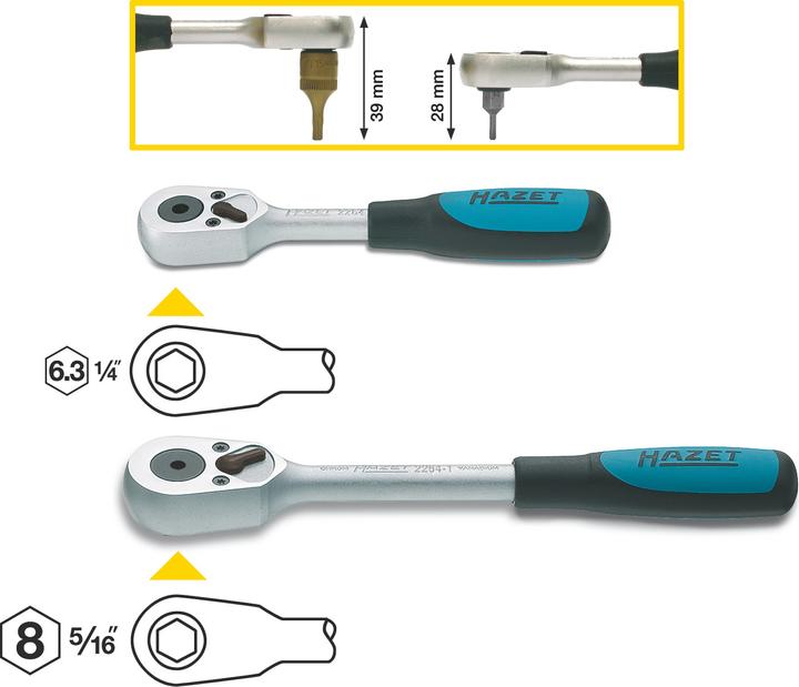 Produktbild HAZET Umschaltknarre für Bits 2264-1 ∙ Sechskant8 mm (5/16 Zoll) (5/16")