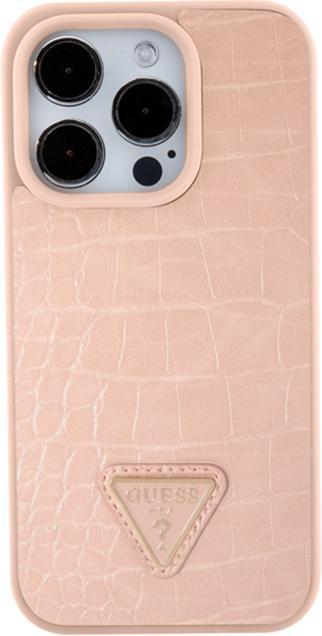 Actual product image Guess GUHCP15LPCRTHCP iPhone 15 Pro 6.1" różowy/pink hardcase Croco Triangle Metal Logo (Apple iPhone 15 Pro)