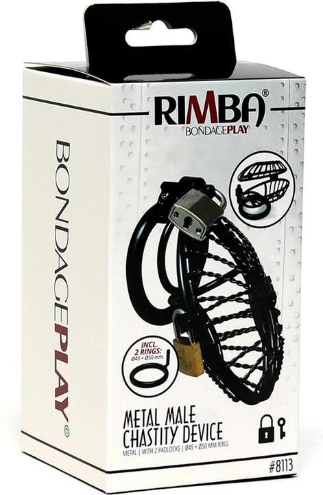 Actual product image Rimba Metal Male Chastity Device with 2 Padlocks