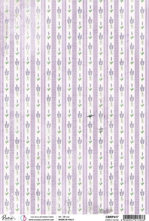 Actual product image Ciao Bella Morning Provence - Lavender stripes" motif straw floss, DIN A4 (28 g/m²)