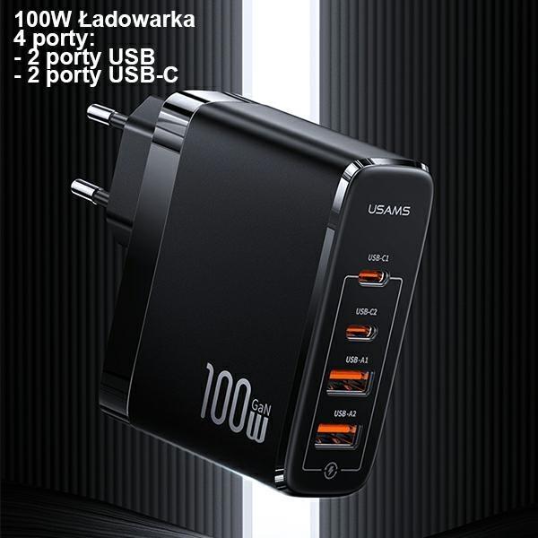 Actual product image Usams 4 Ports GaN Fast Charger (100 W)