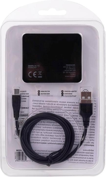 Actual product image Savio CL-93 video splitter HDMI