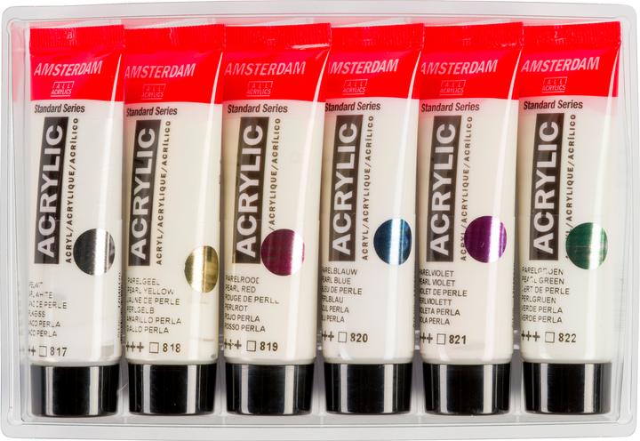 Actual product image Talens Amsterdam Starter Set 17820506 Pearl shades 6x20ml (Pearl white, Pearl yellow, Pearl red, Pearl green, Pearl blue, Pearl violet, 120 ml)
