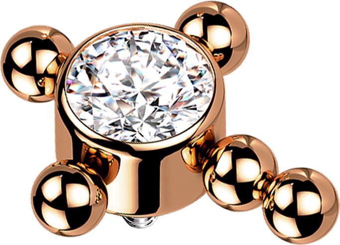 Immagine prodotto Star Piercing Dermal Anchor oro rosa croce perline cristallo argento (Titanio G23, senza ottone)