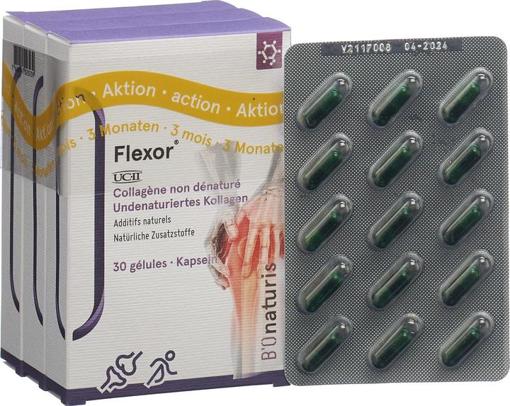 Produktbild B'Onaturis Flexor mit UCII Kollagen Vitamine Mineralien 3x (90 Stück, Kapseln, 66 g)