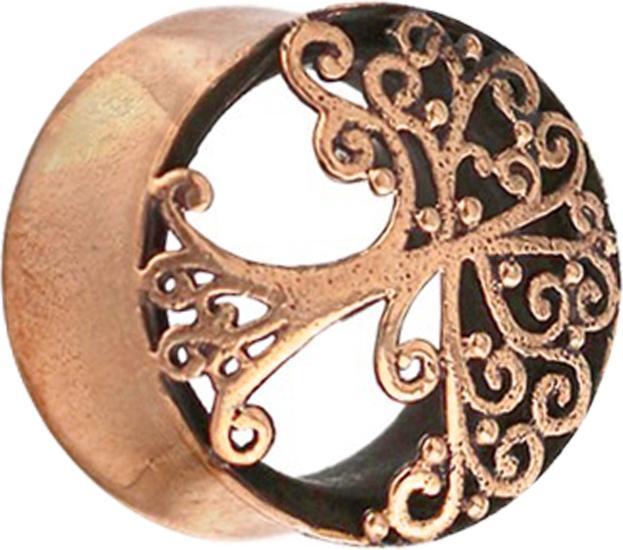 Star Piercing Flared Tunnel rosegold Baum des Lebens (ohne Messing, Bronze)