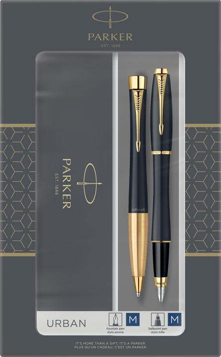 Actual product image Parker Set - Fountain pen + biros Urban Black GT - 2093381 (Black, Gold, 2 x)