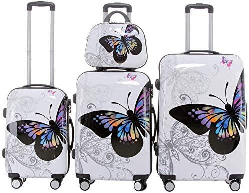 Immagine prodotto Beibye Set di valigie da viaggio con farfalla, 2060 (115 l, Bagaglio a mano (fino a 50 litri), M (50 - 90l), L (90 - 115l), XL (da 115l))