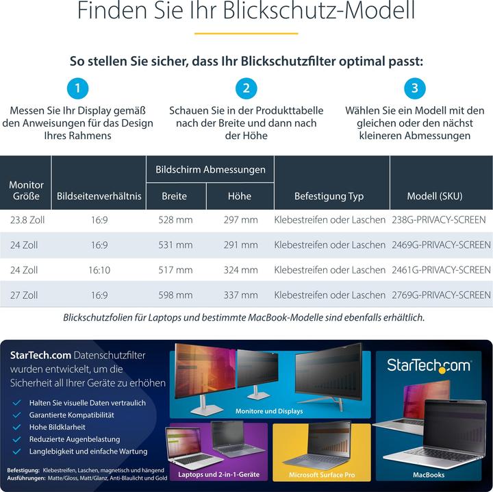 Actual product image StarTech com 24-inch 16:9 Gold Monitor Privacy Screen, Reversible Filter w/Enhanced Privacy, Glossy (24.02", 16 : 9)