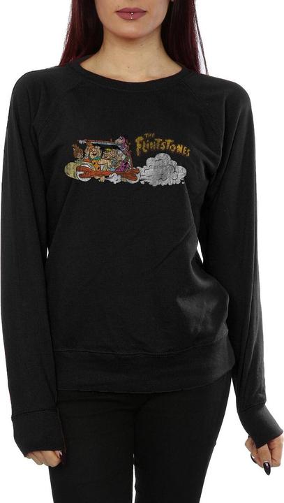 Actual product image The Flintstones Womens/Ladies Family Car Distressed Sweatshirt (XL)