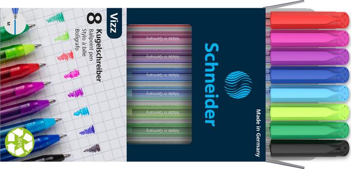 Schneider Kugelschreiber Vizz 8 Farben im Etui (farbsortiert, 8 x)