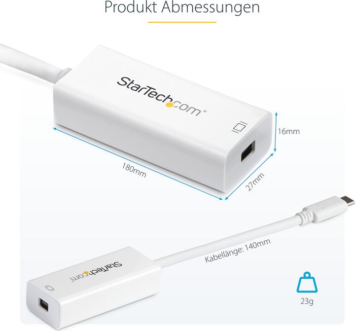 Produktbild StarTech USB-C zu Mini DisplayPort (Mini DP, 6 cm)