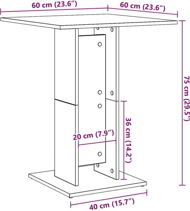Image du produit VidaXL Bistrotisch -Optik (60 x 60 x 75 cm)