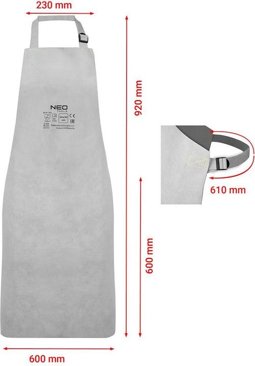 Productafbeelding Neo Lederen lasschort 60 x 90 cm, katoenen strips