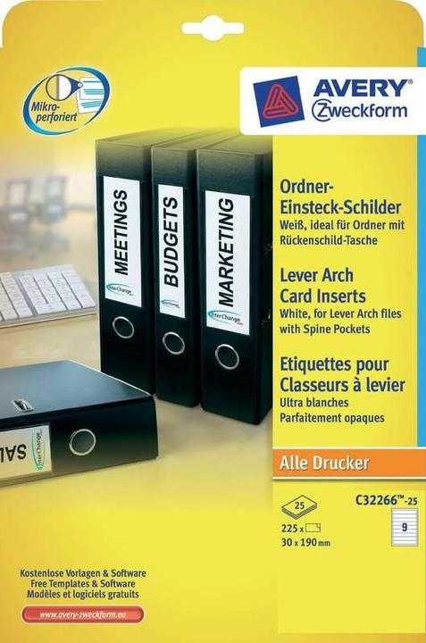 Actual product image Avery Folder insertion labels