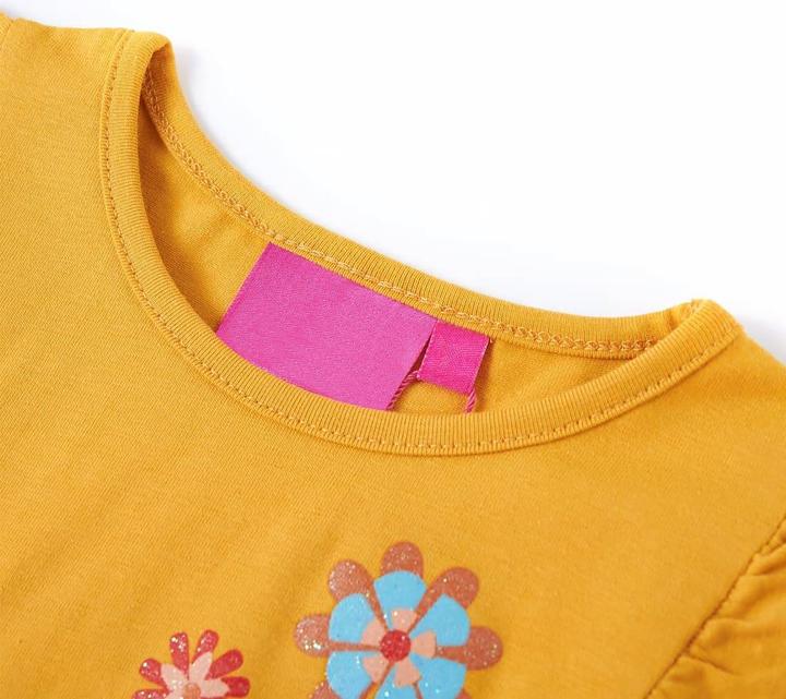 Image du produit VidaXL T-shirt manches longues enfant ocre foncé 104,Matériau : 95 (104)