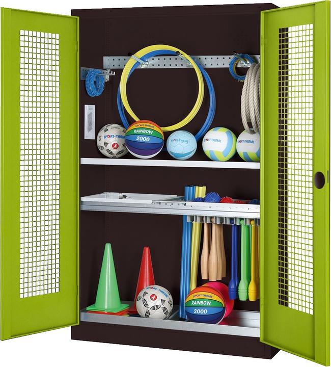 Actual product image C+P Modular sports equipment cabinet with complete equipment (HxWxD: 195x120x50 cm, with perforated