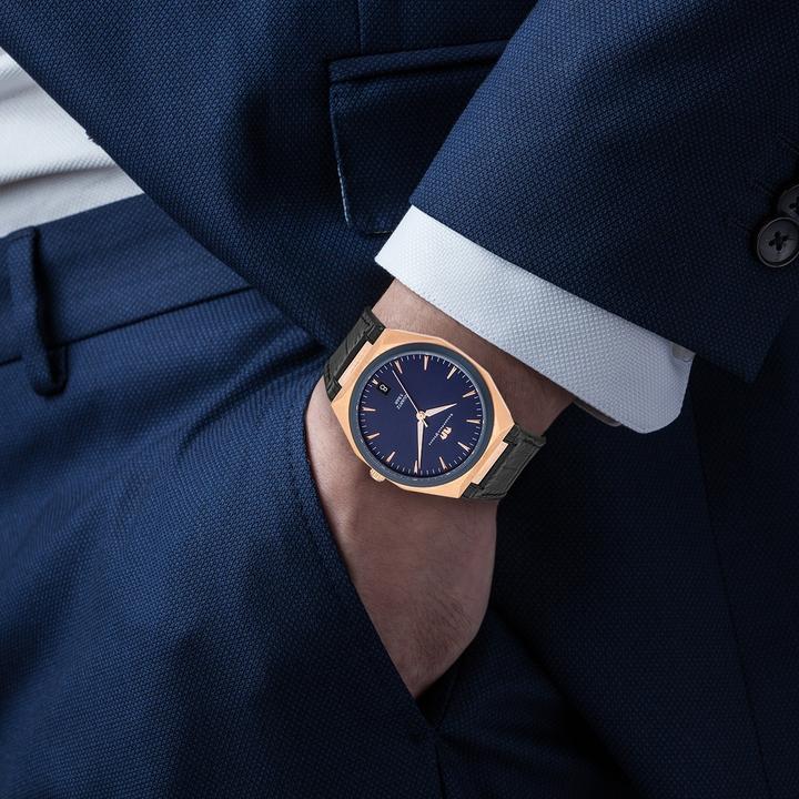 Image du produit Montre à quartz pour homme Cooledge cuir véritable/silicone noir - 26521 (Montre analogique, 42 mm)