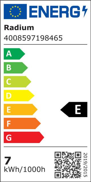 Energy Label Radium LED glass lamp (E27, 38 W, 720 lm, 1 x, E)