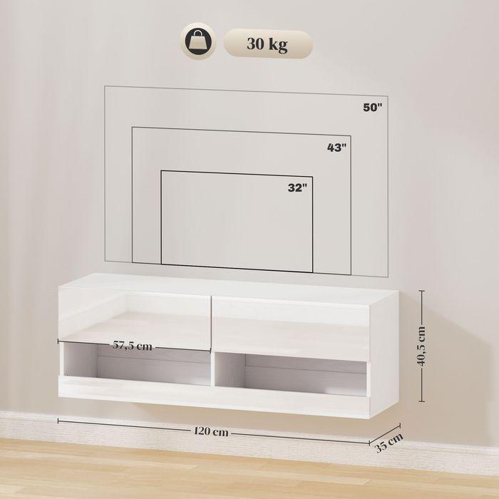 Actual product image Swisshandel24 TV-Hängeschrank mit LED-Beleuchtung, TV-Schrank 120 x 35 x 40,5 cm Hochglanzweiss