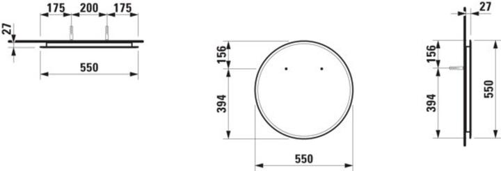 Produktbild Laufen Frame 25 Spiegel rund, mit Beleuchtung, D=550mm, H44743 (60 x 60 x 55 cm)