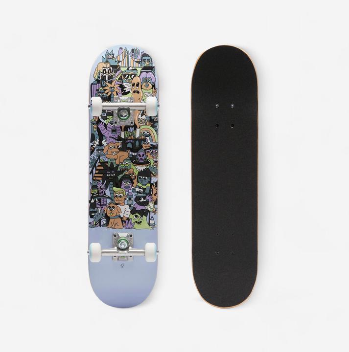 Decathlon Skateboard Deck Grösse 7,25" Kinder 3–7 Jahre - CP100 Mini Skatopia grau (27.91")