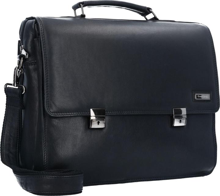 Actual product image Greenland Nature Black Nappa briefcase leather 40 cm laptop compartment