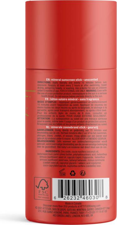 Actual product image Attitude Pen unprepared (Suntan cream, SPF 30, 85 ml, 120 g)