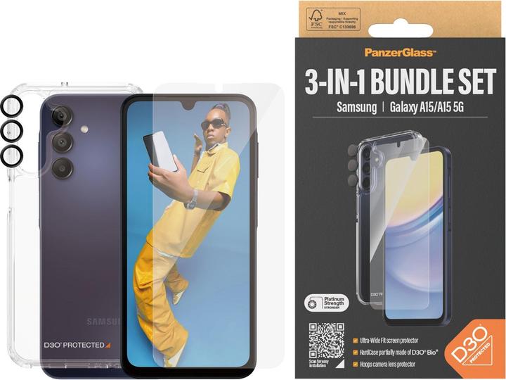 Immagine prodotto PanzerGlass Bundle vetro ultra largo + custodia + obiettivo (1 Pezzo/i, Samsung Galaxy A14, Samsung Galaxy A14 5G)